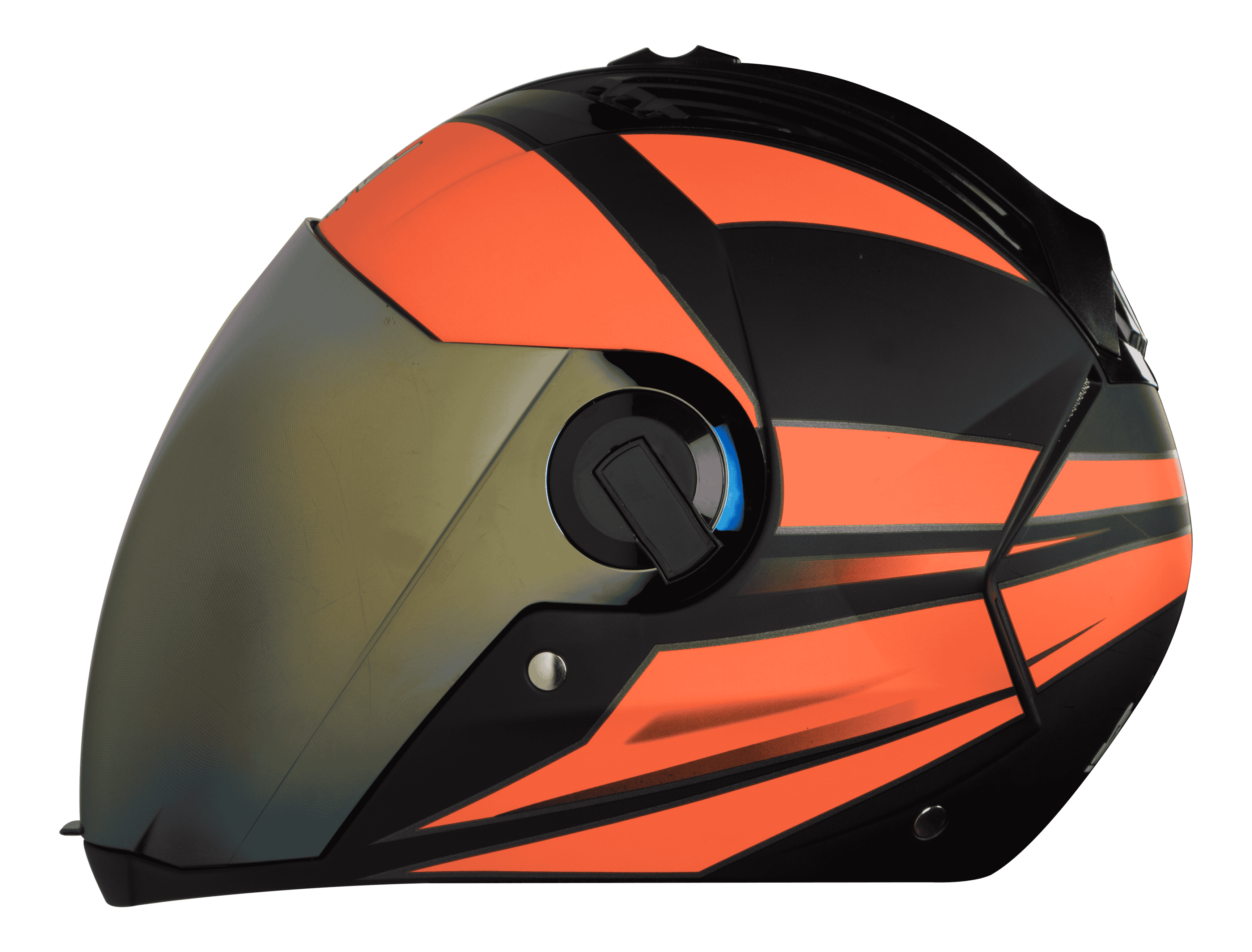 SBA-2 Streak Mat Black With Orange ( Fitted With Clear Visor Extra Gold Chrome Visor Free)